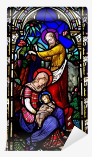 Birth Of Jesus With Mary And Joseph Wall Mural • Pixers® - Mary