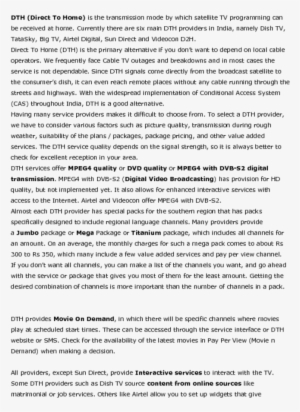 Dth Is The Transmission Mode By Which Satellite Tv - (page 3)