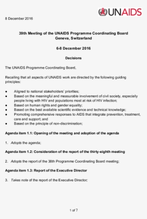 39th Pcb, 6-8 December - Joint United Nations Programme On Hiv/aids