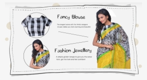 Black Printed Silk Saree With Designer Blouse And Beautiful - Tartan