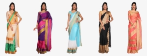 Esha 5 Cotton Organza Silk Sarees - Szonline Cotton Saree Combo