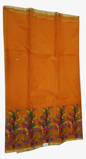 Kora Silk Saree In Orange Color - Sari