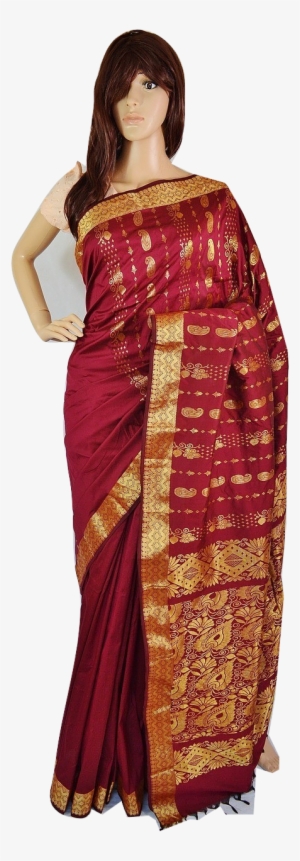 Gorgeous Maroon & Gold Silk Saree - Sari