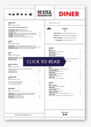Restaurant De Stijl - De Stijl Menu