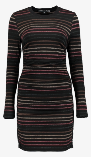 Long Sleeve Daphne Dress Black Multi - Gilet Rayé