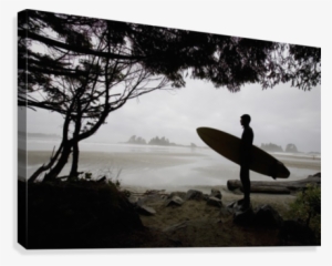 Silhouette Of A Surfer Looking Out To The Water From