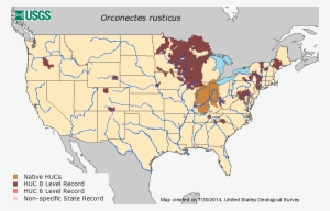 Distribution Rusty Crayfish - Red Spotted Newt Distribution