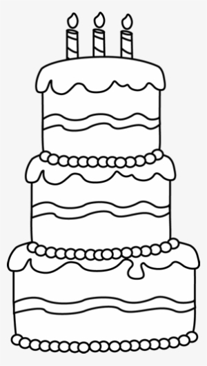 Black And White Big Birthday Cake - Dibujo De Pastel Para Colorear