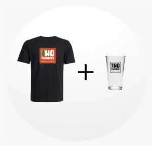 Two Plumbers Tshirt, Pint Glass, Button Sticker - Monochrome
