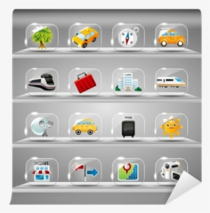 Cute Travel Icons Collection,transparent Glass Button - Icon