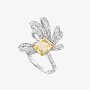 Ring, Rhodium Silver 925/1000 Set With Emerald Cut - Art Deco