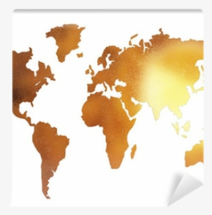 Golden World Map Silhouette Isolated On White Wall - World Map