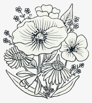 Flowers Drawing Sketch Patch Wildflowers Pin Bracelegsc - Drawing