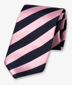 Pink/dark Blue Striped Tie - Necktie