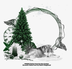 Xmas Wolf Frame - Winter Cluster Frame Png