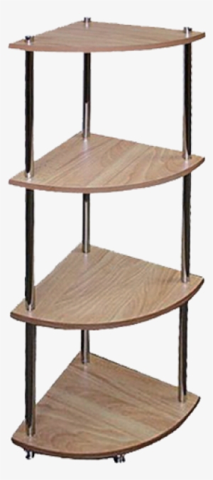 Chrome Corner Rack With Wooden Shelves - Nightstand