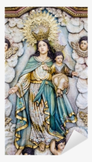 Vinilo Pixerstick Escultura En Relieve De La Virgen - Relief