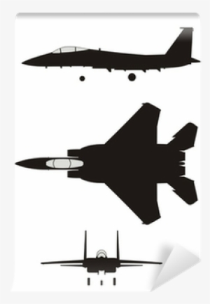 Silhouette Of Jet Fighter F 15 Eagle Wall Mural • Pixers®