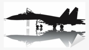 Military Aircraft Vector Silhouette With Reflection - Military