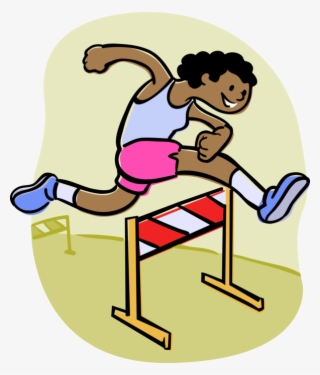 Boy Jumping Hurdle Royalty Free Vector Clip Art Illustration - Clipart Of Athletes