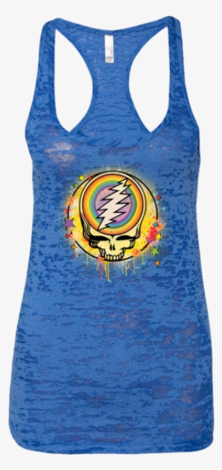 Grateful Dead Rainbow Splatter Stealie Women's Burnout