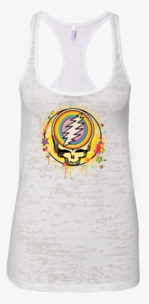 Grateful Dead Rainbow Splatter Stealie Women's Burnout