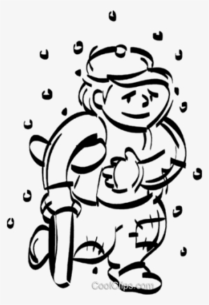 Boy Walking With A Crutch Royalty Free Vector Clip - Cartoon
