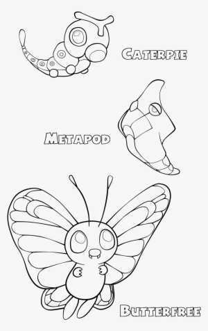 Pokemon Coloring Pages Butterfree Caterpie Line Page - Caterpie