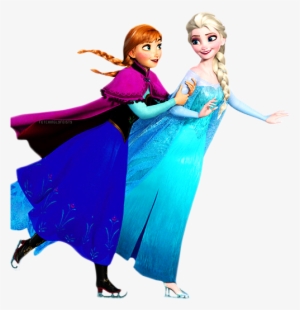“ Elsa & Anna Skating Together ” - Frozen Elsa And Anna Ice Skating
