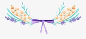 Beautiful Floral Dividing Line Transparent Decorative - Lavender Ribbon Watercolor