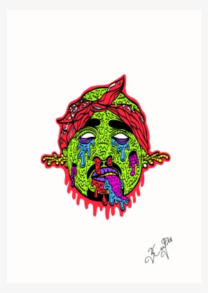 Zombie Tupac Shakur A3 Print - Ap Rocky Signature Transparent