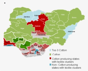Map Of Nigeria Indicating Cotton Producing States - Atlas