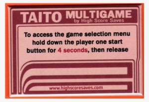 Multi Taito Multigame Instruction Magnet - Taito