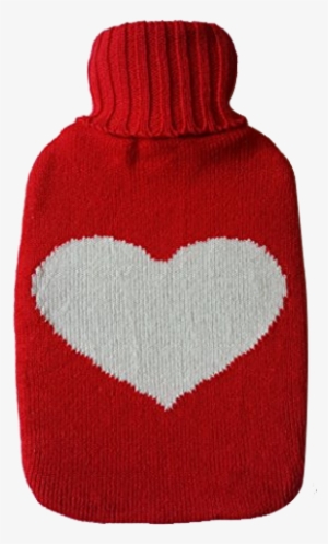 Warm Tradition Big Heart Knit Hot Water Bottle Cover- - Water