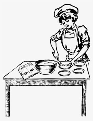 Cooking Baking Chef Woman Baker - Woman Cooking Clipart Black And White