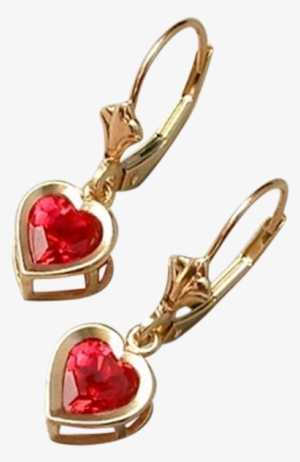 Vintage Genuine 10k Gold Ruby Heart Earrings Drops - Earrings