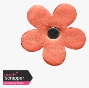 Leather Flower Orange - Digital Scrapbooking