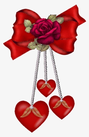 3 Ruby Red Hearts Dangling Together - Ur Welcome