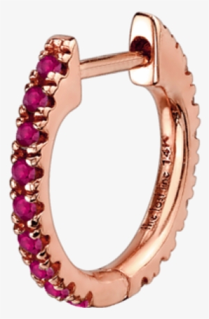 Large Ruby Huggie Earring - Large Diamond Huggie Earring 14k Yellow Gold White