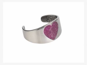 Heart Bangle Silver Ruby Cz Stones - Silver