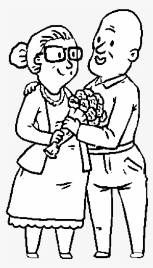 Dibujo De Abuelos Enamorados Para Colorear - Desenho De Avos Colorido