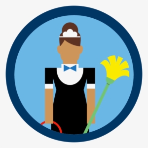 A Woman In A Housekeeping Uniform Holding A Bucket - Hotel House Keeping Icon