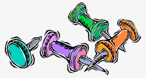 Vector Illustration Of Push Pin Or Thumb Tack Fastens