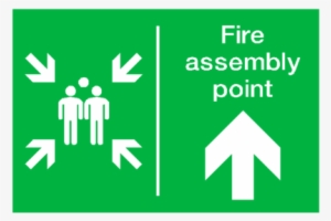 Fire Assembly Point Arrow Up Sticker - Assembly Point Safety Signs