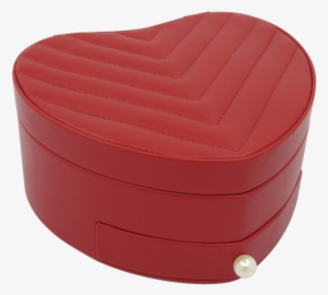 Red Leather Quilted Heart Shaped Small Auto Jewelry - Wood
