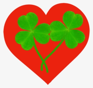 Red Heart With Two Shamrocks - St Patrick's Day Heart