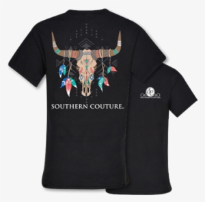 Southern Couture Tribal Aztec Skull Feathers Girlie - T-shirt