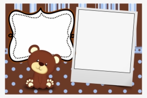 Urso Marrom Fundo Marrom 2 - Convite Ursinho Azul E Marrom