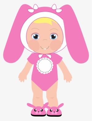 Baby Girl Clip Art - Rabbit And Girl Clip Art
