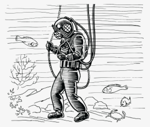 861 Free Clipart Of A Vintage Diver 4,000 - Vintage Deep Sea Diver
